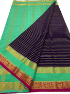 Blue Handloom Mysore Crepe Silk Saree - Elegant and Timeless - Luxurion World