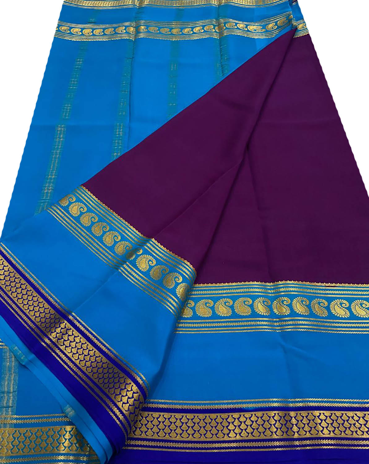 Exquisite Purple Handloom Mysore Crepe Silk Saree - Luxurion World
