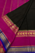 Classic Black Handloom Mysore Crepe Silk Saree - Luxurion World