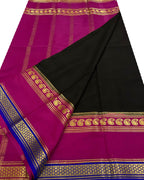 Classic Black Handloom Mysore Crepe Silk Saree - Luxurion World