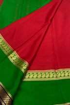 Red Handloom Mysore Crepe Silk Saree - Timeless Elegance - Luxurion World