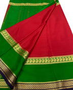 Red Handloom Mysore Crepe Silk Saree - Timeless Elegance - Luxurion World