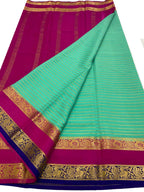 Stunning Blue Handloom Mysore Crepe Silk Saree - Luxurion World