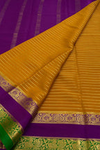 Stunning Yellow Handloom Mysore Crepe Silk Saree - Luxurion World