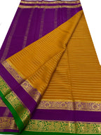 Stunning Yellow Handloom Mysore Crepe Silk Saree - Luxurion World