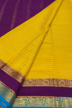 Stunning Yellow Handloom Mysore Pure Crepe Silk Saree - Luxurion World
