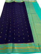 Blue Handloom Mysore Crepe Silk Saree - Elegant and Timeless - Luxurion World