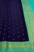 Blue Handloom Mysore Crepe Silk Saree - Elegant and Timeless - Luxurion World