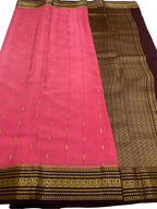 Elegant Pink Handloom Mysore Crepe Silk Saree - Luxurion World