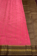 Elegant Pink Handloom Mysore Crepe Silk Saree - Luxurion World