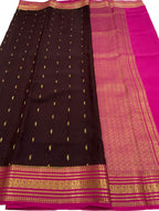 Elegant Brown Handloom Mysore Crepe Silk Saree - Luxurion World