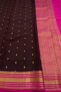 Elegant Brown Handloom Mysore Crepe Silk Saree - Luxurion World