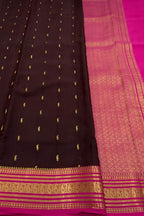 Elegant Brown Handloom Mysore Crepe Silk Saree - Luxurion World