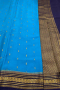 Elegant Blue Handloom Mysore Crepe Silk Saree - Luxurion World