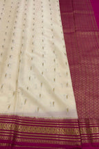 Elegant Off White & Pink Silk Saree - Luxurion World