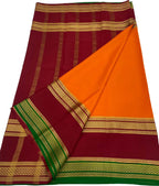 Orange Handloom Mysore Pure Crepe Silk Saree - Luxurion World