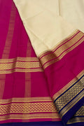 Chic Off White Handloom Crepe Silk Saree - Luxurion World
