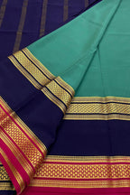 Blue Handloom Mysore Pure Crepe Silk Saree - Luxurion World