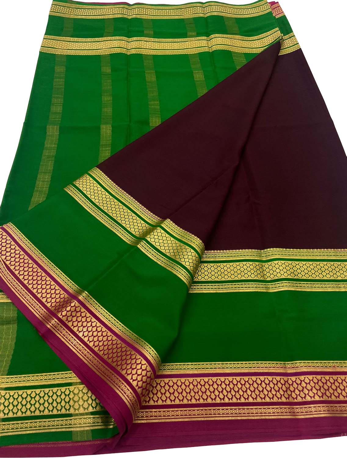 Maroon Handloom Mysore Crepe Silk Saree - Luxurion World