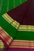Maroon Handloom Mysore Crepe Silk Saree - Luxurion World