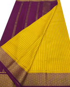 Yellow Handloom Mysore Crepe Silk Saree - Elegant and Timeless - Luxurion World