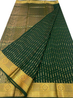 Green Handloom Mysore Crepe Silk Saree - Elegant and Ethereal - Luxurion World
