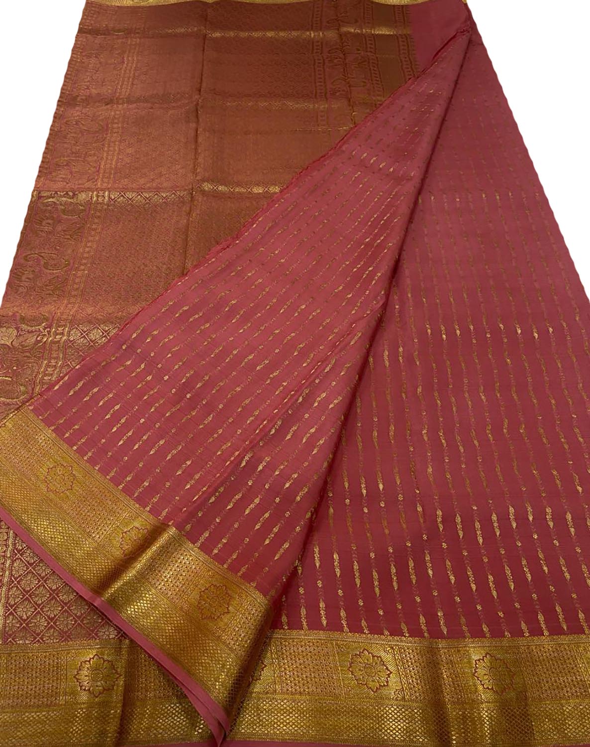 Elegant Pink Handloom Mysore Crepe Silk Saree - Luxurion World