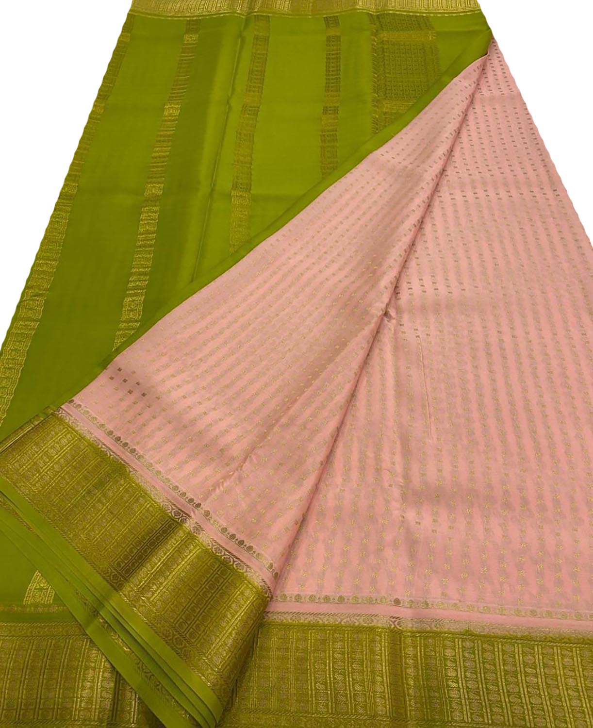 Beautiful Pink Handloom Mysore Crepe Silk Saree - Luxurion World