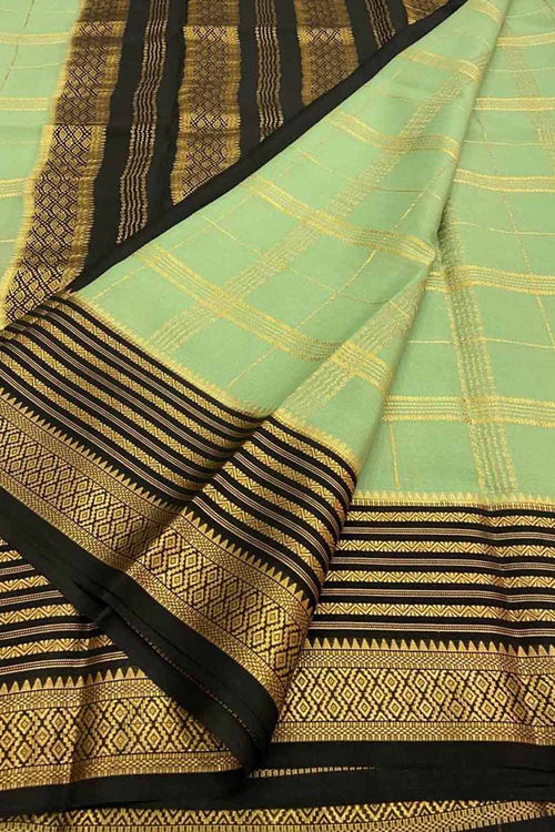 Green Handloom Mysore Pure Crepe Silk Saree - Luxurion World