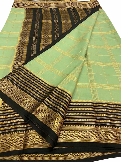 Green Handloom Mysore Pure Crepe Silk Saree - Luxurion World