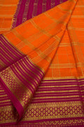Orange Handloom Mysore Crepe Silk Saree - Luxurion World