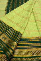 Green Handloom Mysore Pure Crepe Silk Saree - Elegant and Ethereal - Luxurion World