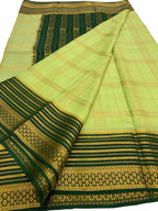 Green Handloom Mysore Pure Crepe Silk Saree - Elegant and Ethereal - Luxurion World