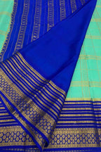 Blue Handloom Mysore Pure Crepe Silk Saree - Luxurion World