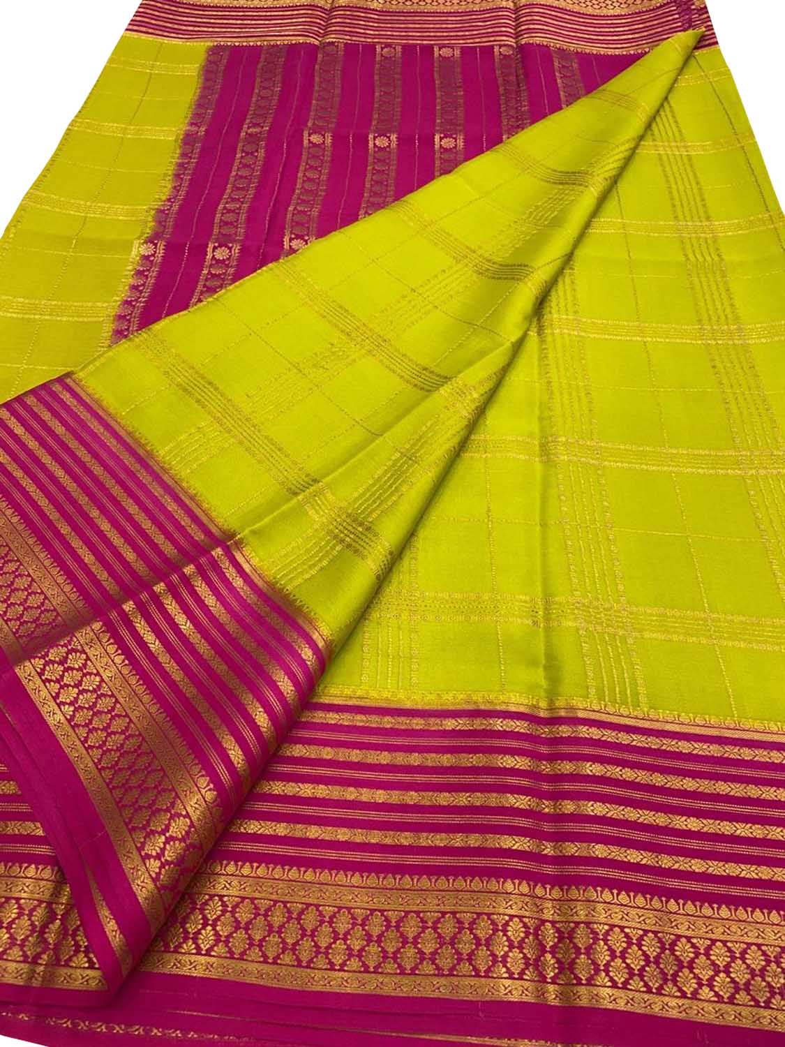 Green Handloom Mysore Pure Crepe Silk Saree - Luxurion World