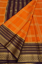 Orange Handloom Mysore Crepe Silk Saree - Luxurion World