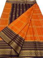 Orange Handloom Mysore Crepe Silk Saree - Luxurion World