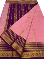 Handloom Mysore Pure Crepe Silk Saree in Pink - Luxurion World