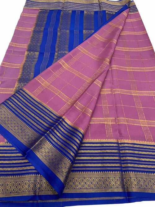 Beautiful Pink Handloom Mysore Pure Crepe Silk Saree - Luxurion World
