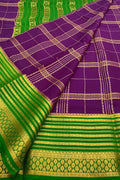 Exquisite Purple Handloom Mysore Pure Crepe Silk Saree - Luxurion World