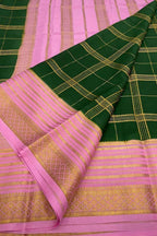 Green Handloom Mysore Pure Crepe Silk Saree - Elegant and Luxurious - Luxurion World