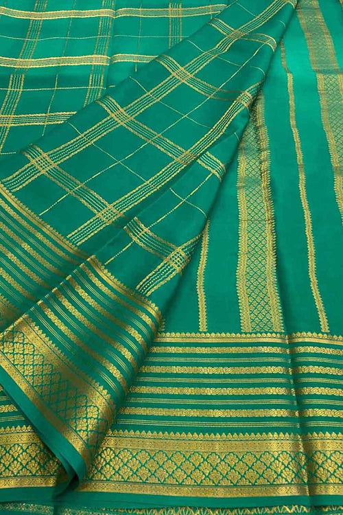 Blue Handloom Mysore Pure Crepe Silk Saree - Luxurion World