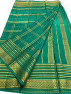 Blue Handloom Mysore Pure Crepe Silk Saree - Luxurion World