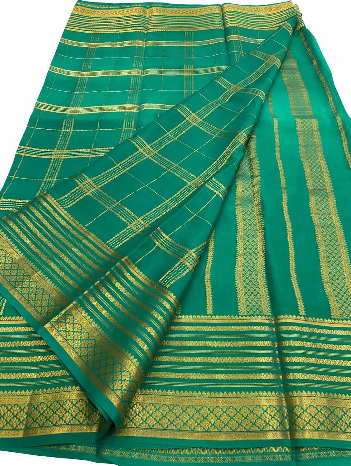 Blue Handloom Mysore Pure Crepe Silk Saree - Luxurion World
