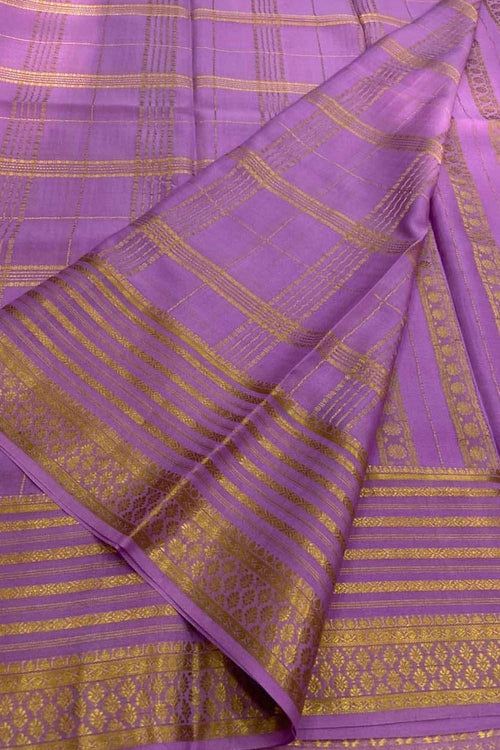 Exquisite Purple Handloom Mysore Crepe Silk Saree - Luxurion World