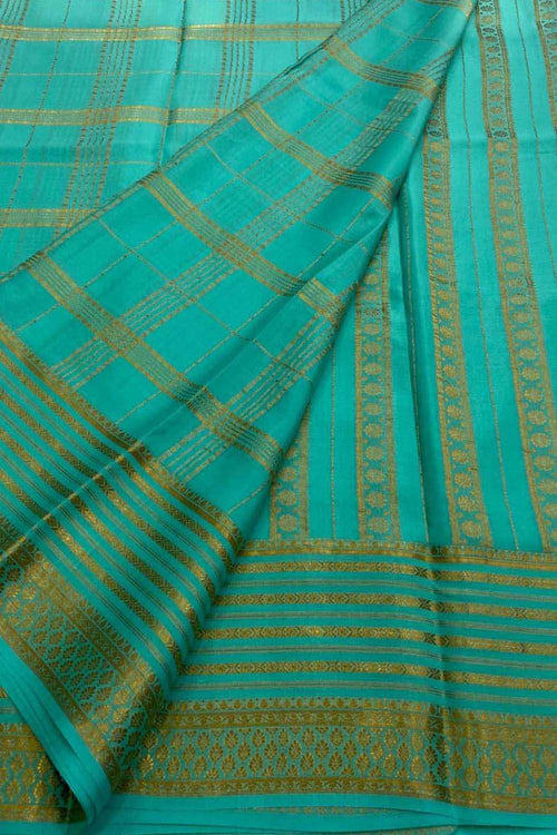 Blue Handloom Mysore Pure Crepe Silk Saree - Elegant and Timeless - Luxurion World