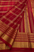 Handloom Mysore Crepe Silk Saree: Elegant Red Design - Luxurion World