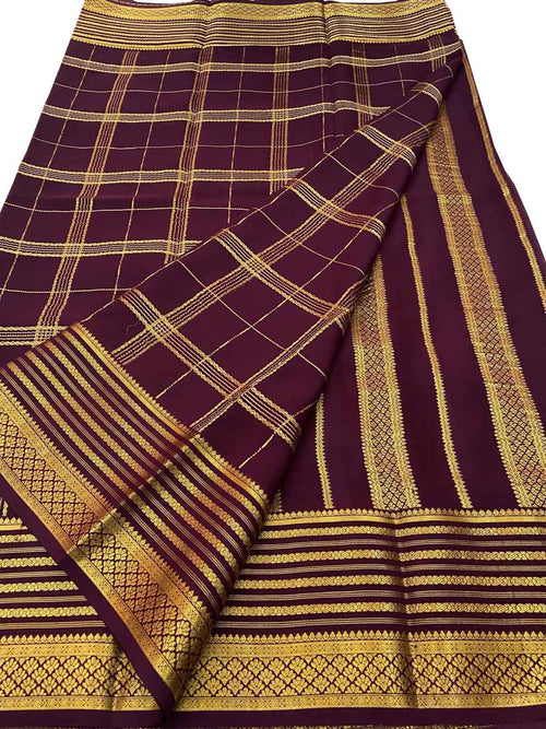 Exquisite Purple Handloom Mysore Crepe Silk Saree - Luxurion World