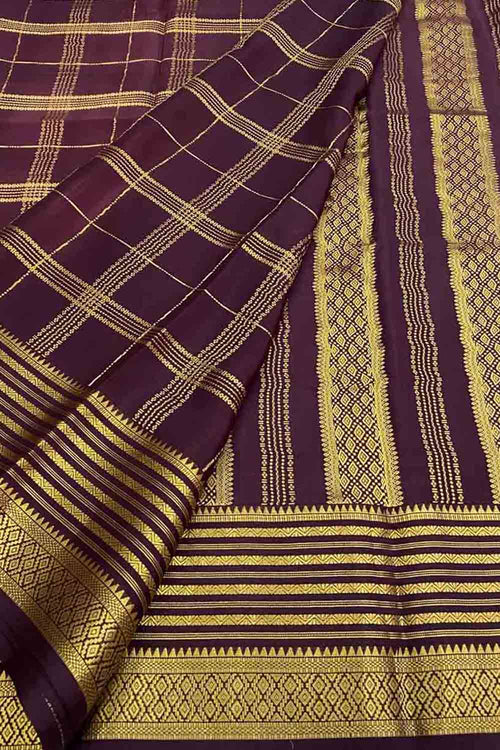 Exquisite Purple Handloom Mysore Crepe Silk Saree - Luxurion World