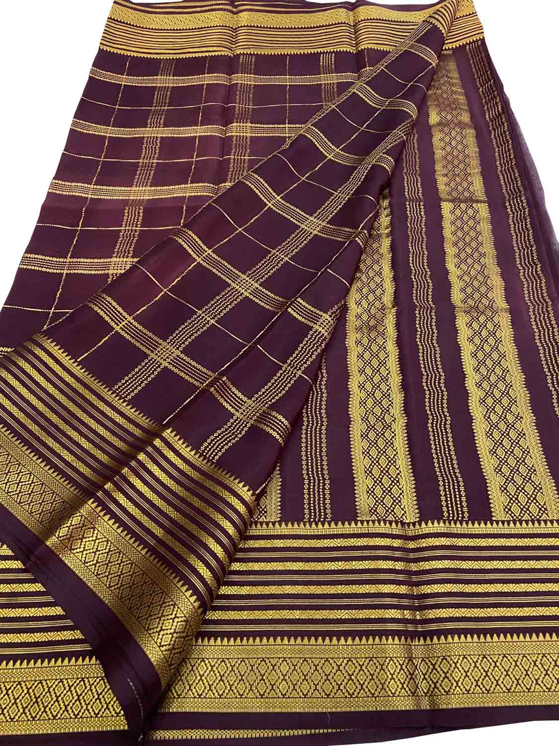 Exquisite Purple Handloom Mysore Crepe Silk Saree - Luxurion World